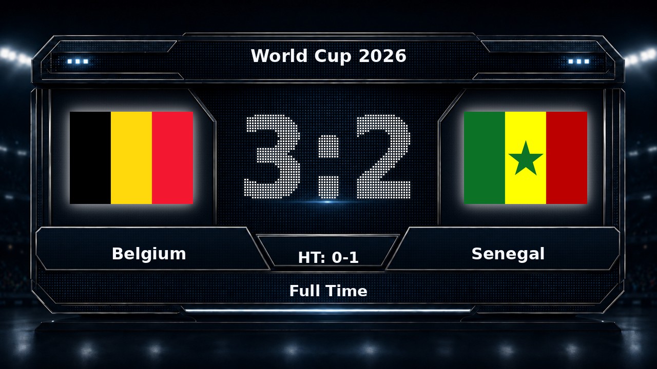 Belgium 3-2 Senegal: World Cup 2026 result
