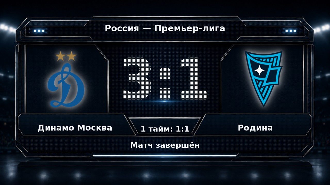 Динамо Москва — Родина: результат матча