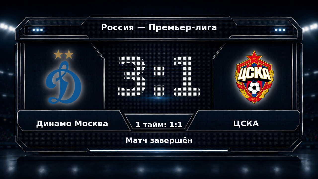 Динамо Москва — ЦСКА: результат матча