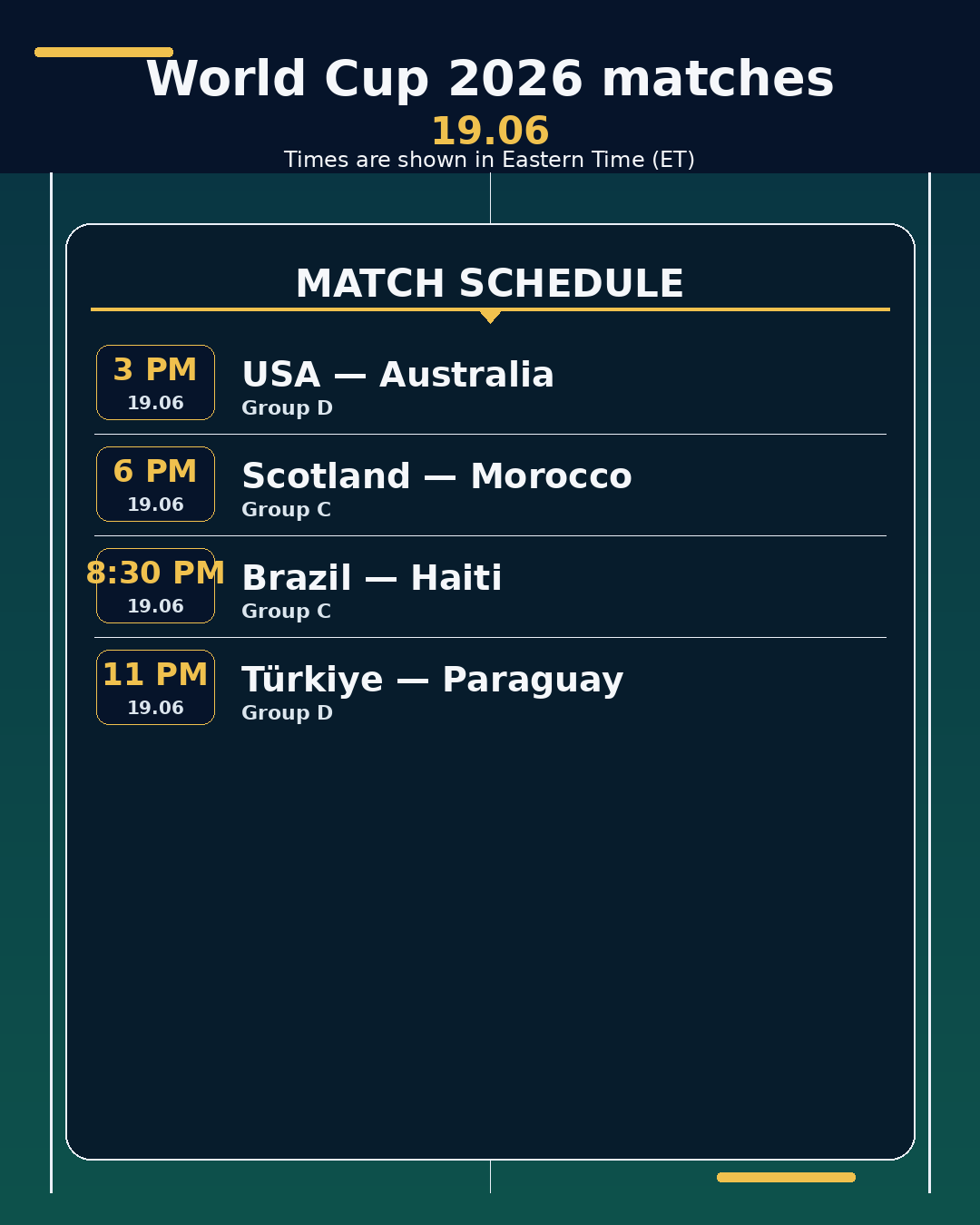World Cup 2026: matches in the next 24 hours