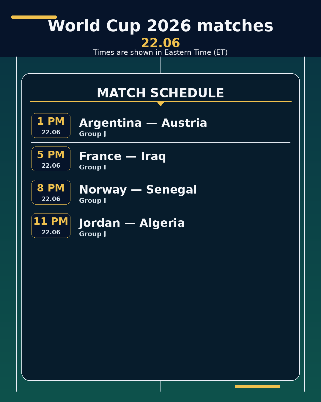 World Cup 2026: matches in the next 24 hours