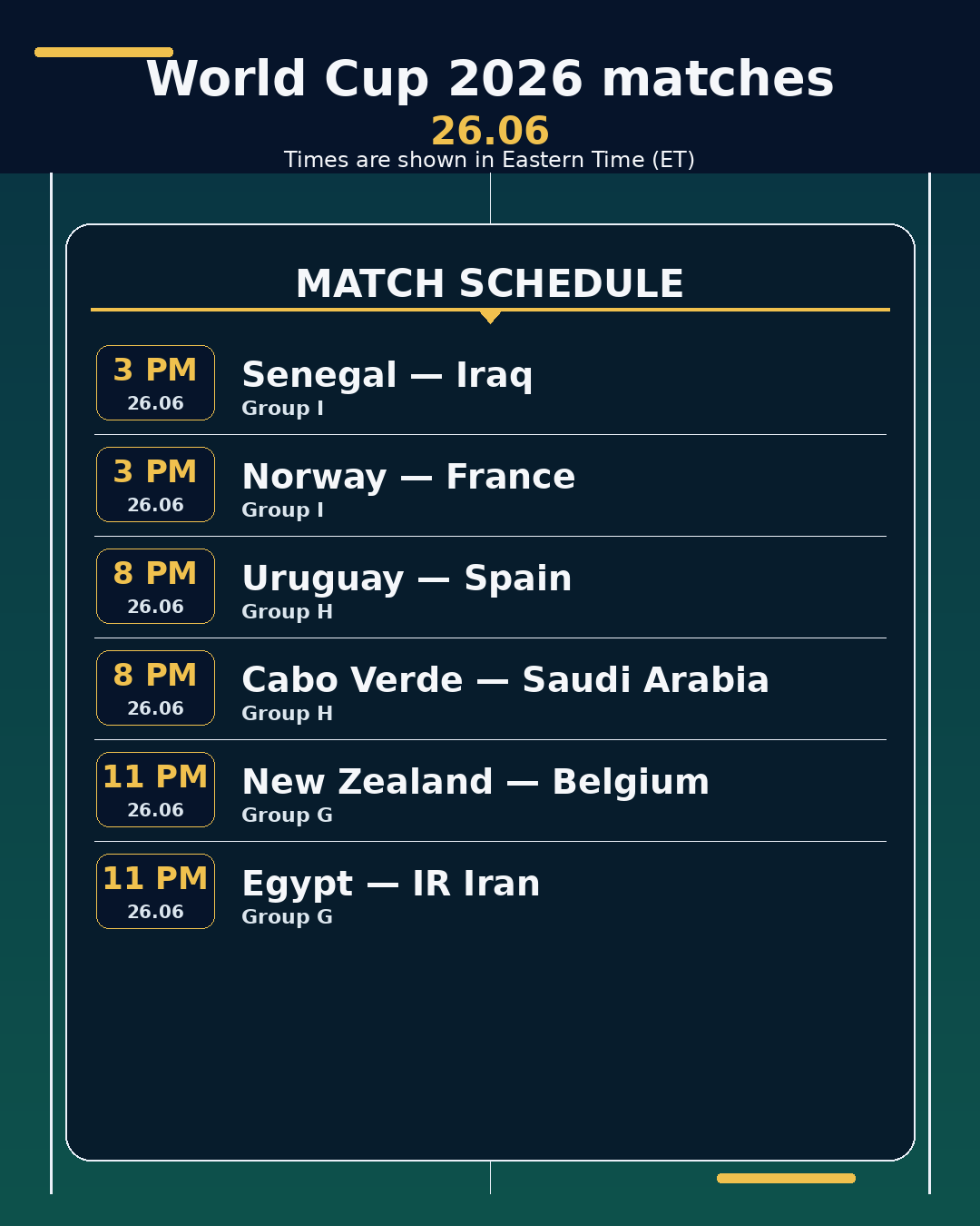 World Cup 2026: matches in the next 24 hours