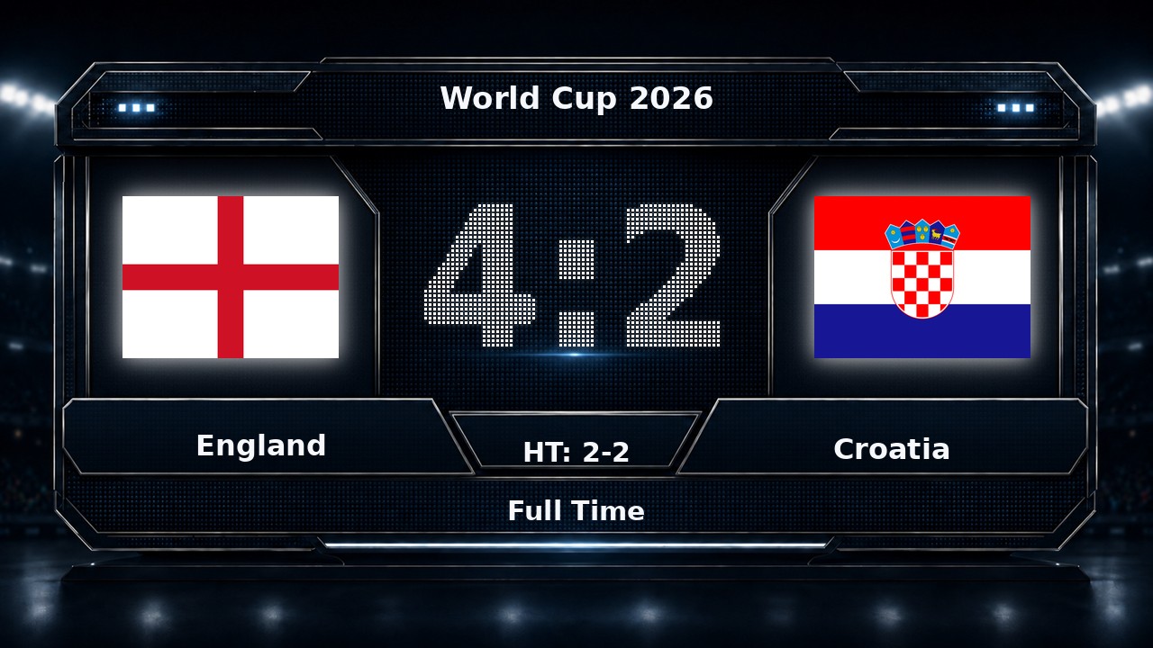 England 4-2 Croatia: World Cup 2026 result