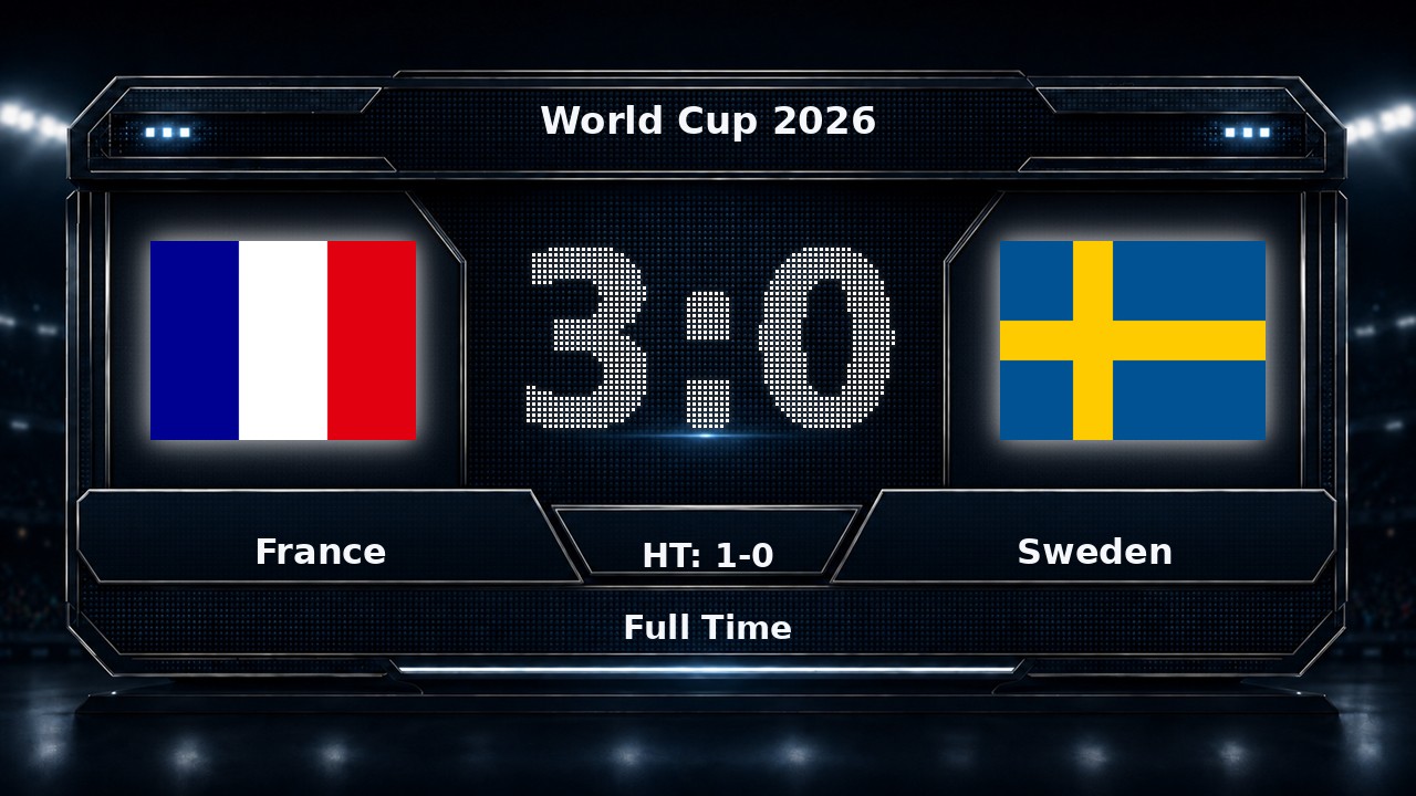 France 3-0 Sweden: World Cup 2026 result