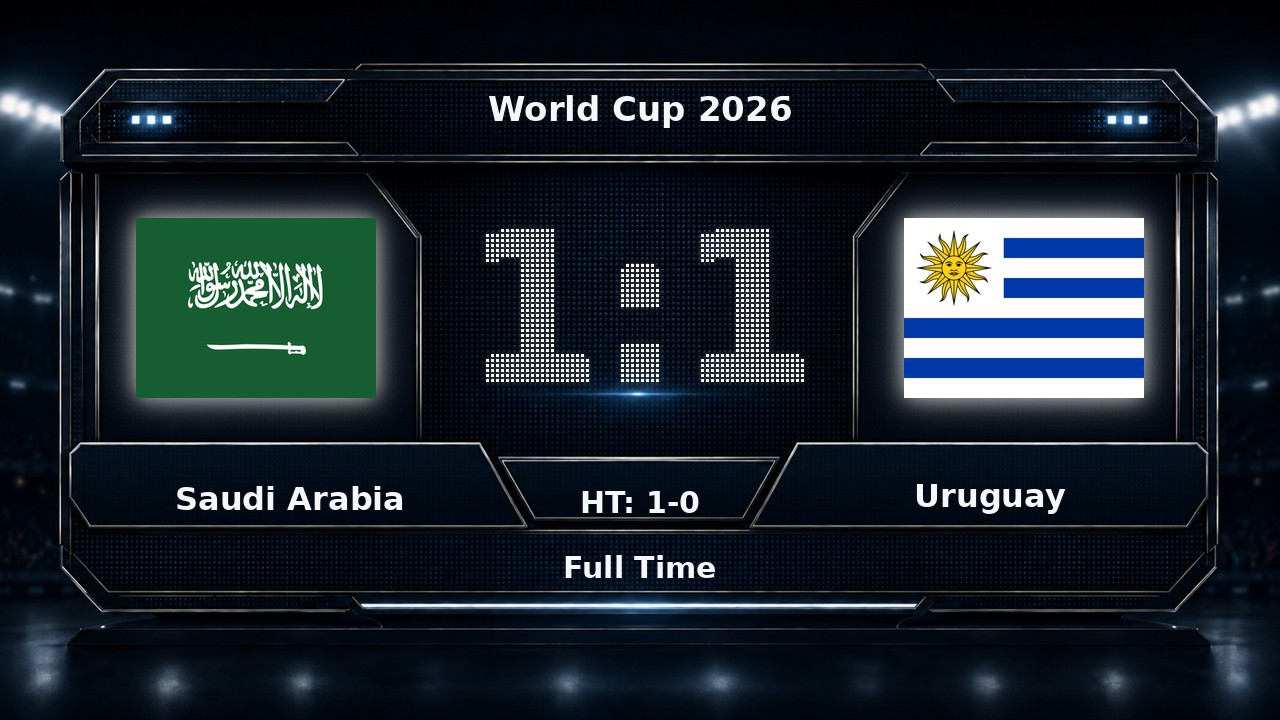 Saudi Arabia 1-1 Uruguay: World Cup 2026 result