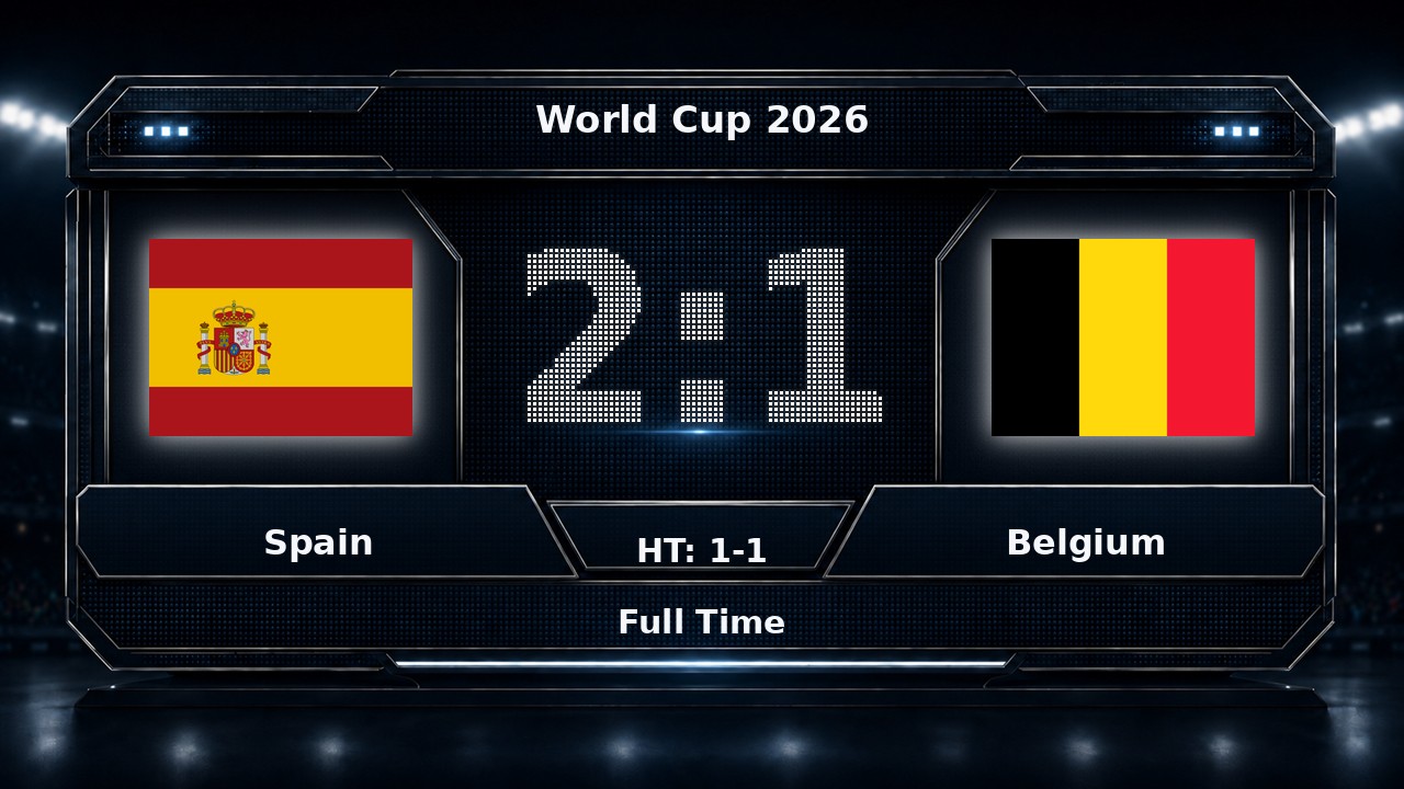 Spain 2-1 Belgium: World Cup 2026 result