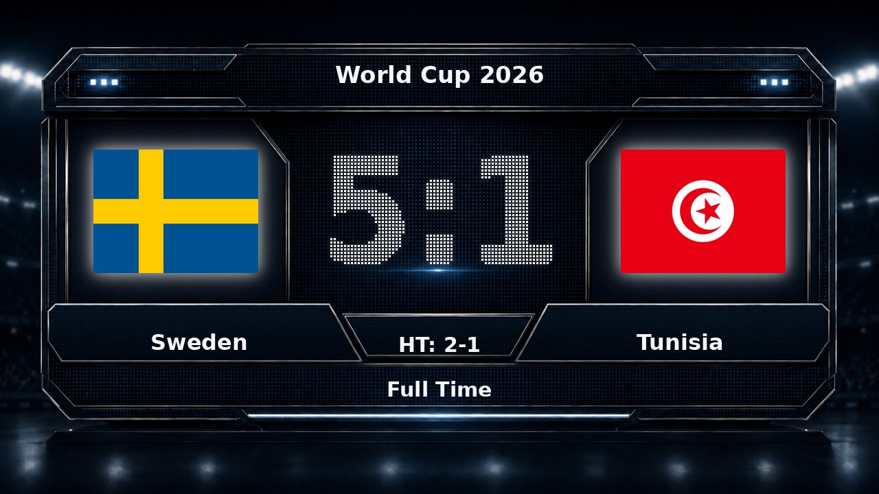 Sweden 5-1 Tunisia: World Cup 2026 result
