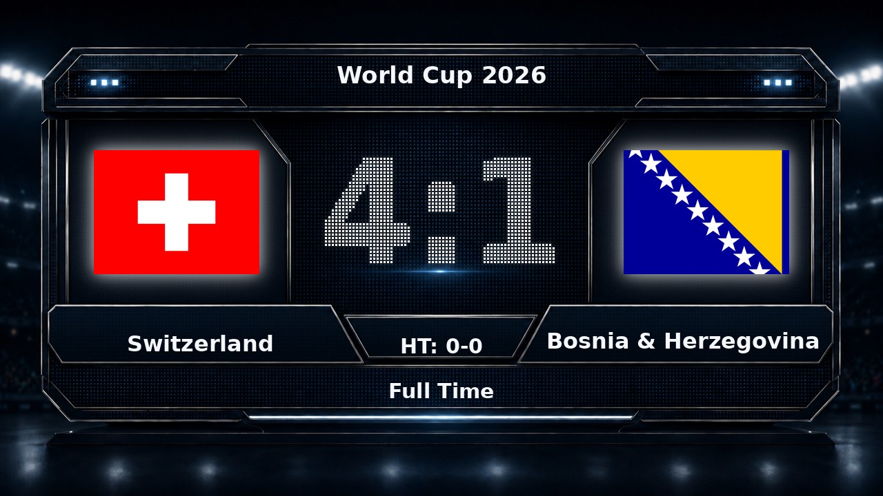 Switzerland 4-1 Bosnia & Herzegovina: World Cup 2026 result