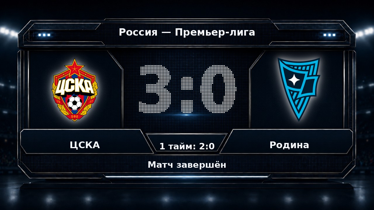ЦСКА — Родина: результат матча