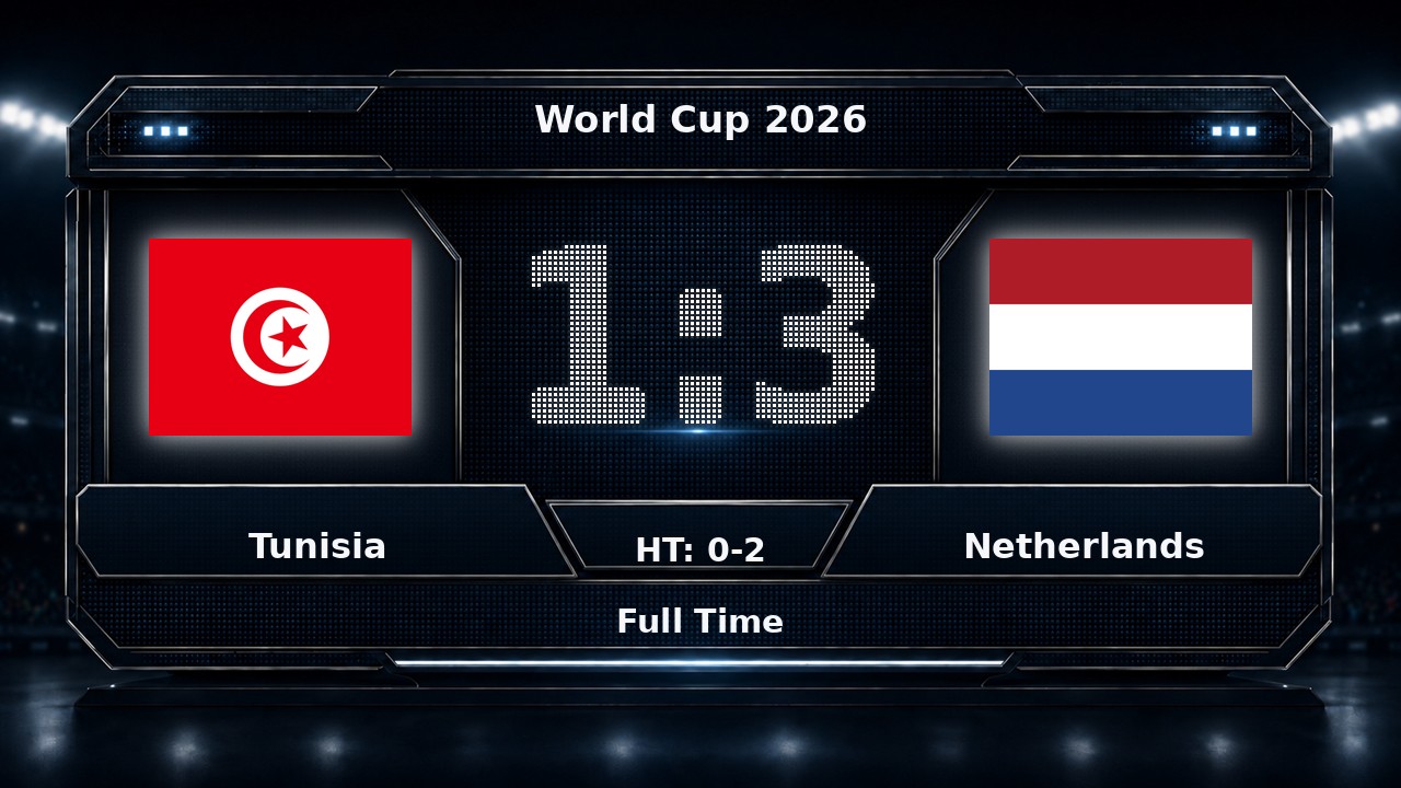 Tunisia 1-3 Netherlands: World Cup 2026 result