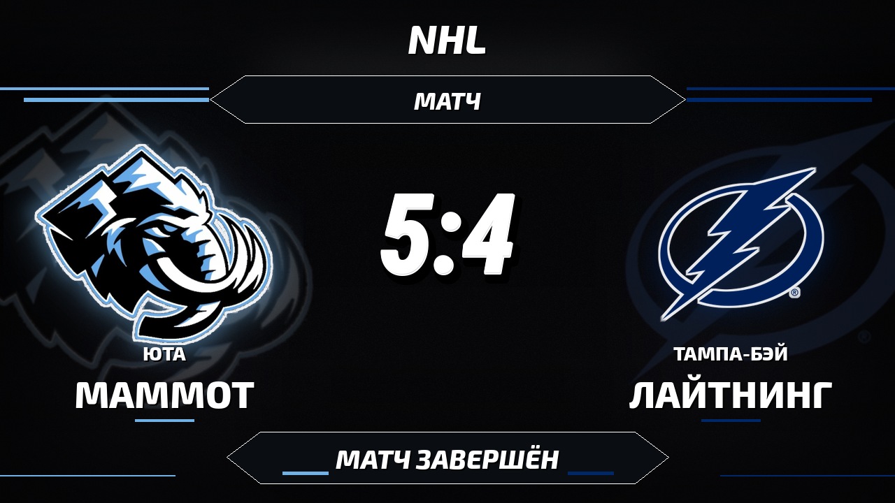 Юта Маммот — Тампа-Бэй Лайтнинг: результат матча НХЛ
