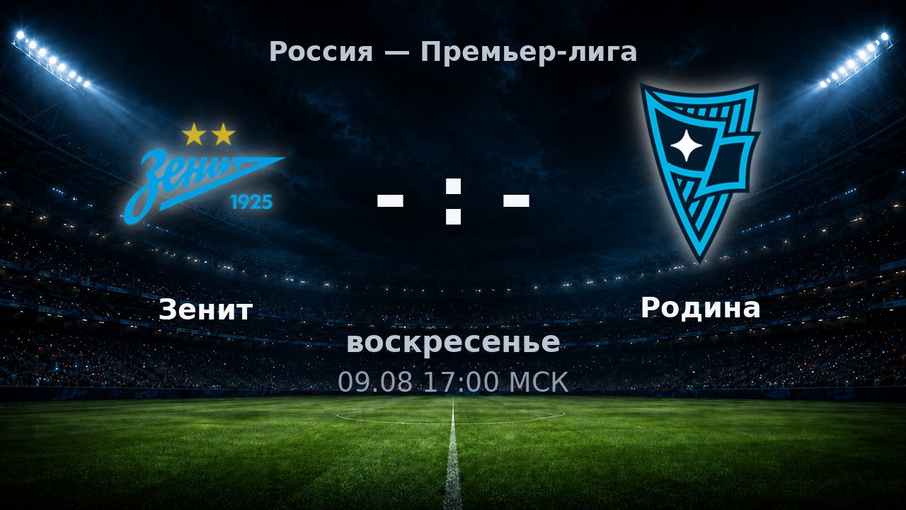 Зенит — Родина: анонс матча